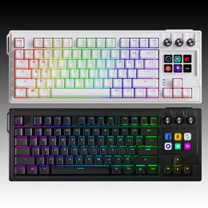 78-Key Wired Mechanical Gaming Keyboard, Switches, Hot-Swappable, 6 LCD Ai Programmable Shortcut Keys, RGB Backlit, 6 Macro Keys