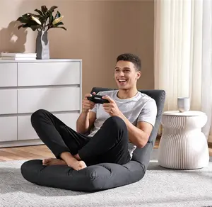Yaheetech gaming chair Floor Folding Chair with Back Support, Padded Folding Sofa with 14 Adjustable Backrest Adults Recliner Floor Seating Lounge Chair