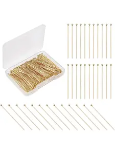 200pcs DIY Jewelry Making Head Pins, Boxed 50mm Copper Ball Pins, Bendable and Cuttable Bead Pins, for Jewelry and Sewing Supplies