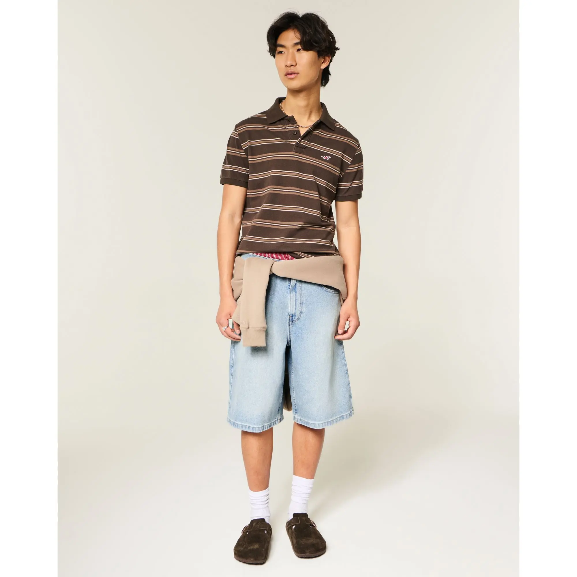 Hollister Light Wash Super Baggy Jean Shorts