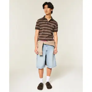 Hollister Light Wash Super Baggy Jean Shorts
