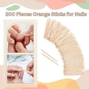 200 Pieces Orange Sticks for Nails – 4.53 Inch Wooden Cuticle Pusher Remover, Double-Sided Manicure & Pedicure Tools for Home and Salon