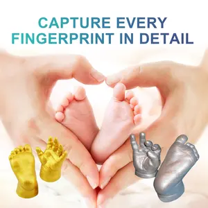 Couple & Baby Hand and Foot Molding Powder DIY 3D Plaster Model Handmade Craft Gift with Seaweed Extract & Gypsum Powder for Perfect Memories