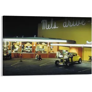 American Graffiti Vintage Movie Art Poster (1) Canvas Wall Art Prints for Wall Decor Room Decor Bedroom Decor Gifts Posters 16x24inch(40x60cm) Frame-style Landscape Painting