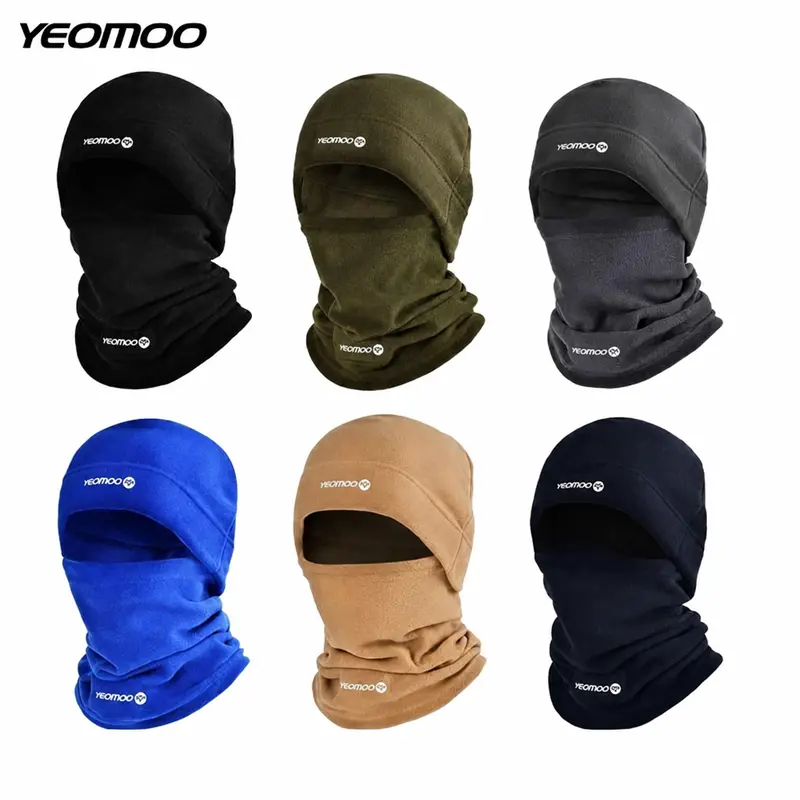Yeomoo 2 Pieces Windproof Polar Fleece Beanie with Scarf,  Unisex Winter Warm 3-in-1 Balaclava, Adjustable Face Cover with Mask, Fashion Shiesty, perfect for Skiing, Outdoor Activities, Construction Sites, Christmas Gift for Husband / Wife