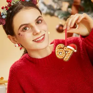 Funny Santa Says Six Seven Christmas Ornament 8 cm Acrylic Festive Design for Tree Gag Gifts Stocking Stuffers for Teens