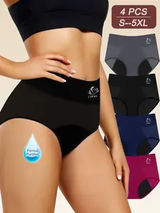 Lucky Women's 4-Piece Period Panties Set Elegant Comfortable Breathable Elastic Leak-Proof Underwear for Everyday Wear Versatile Practical Women'swear Fit Protection