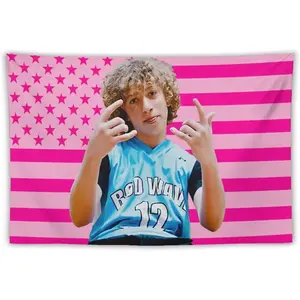Nelson Celebrity and Decorations Ian Stuff American Pink Flags Wall Funny Tapestry Hanging Neumann Merch for Dorm Bedroom Peach skin suede