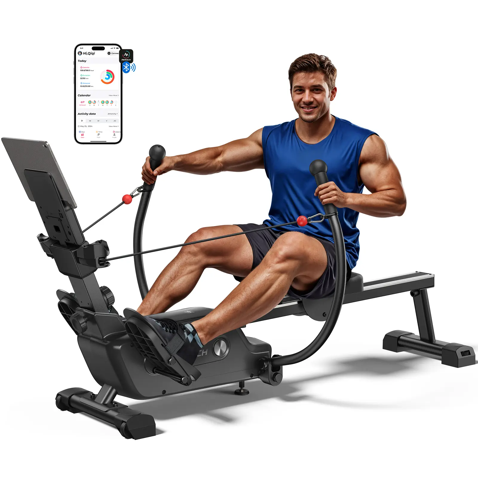Merach Row Merach Sculls Rowing Machines for Home, Magnetic Rowing Machine with 16 ...