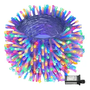 Indoor and outdoor LED lights, including 100-LED/200-LED/300-LED/400-LED specifications, with 8 flashing functions, providing warm white, cold white and multi-color light effects, can be used for classroom, party and Christmas tree decoration.