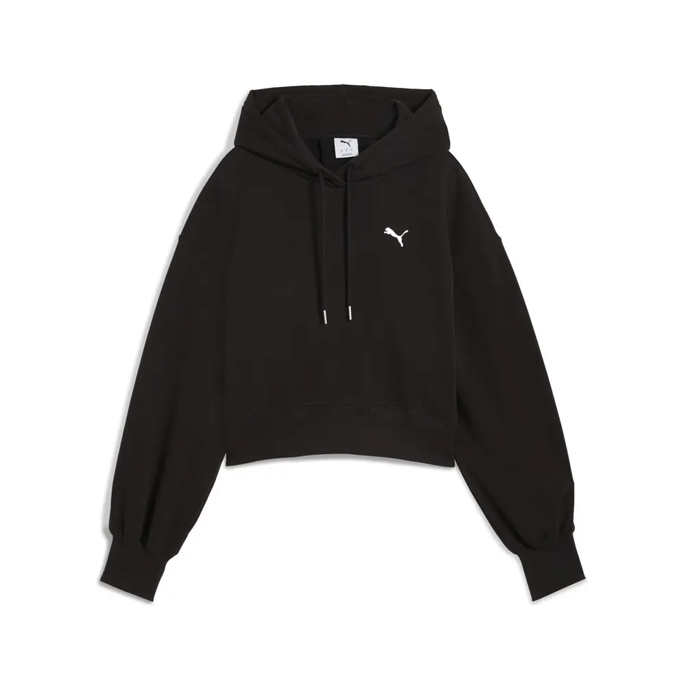 PUMA Womens Wardrobe Essentials Relaxed Cropped Hoodie Casual Outerwear Casual Crop Top - Black