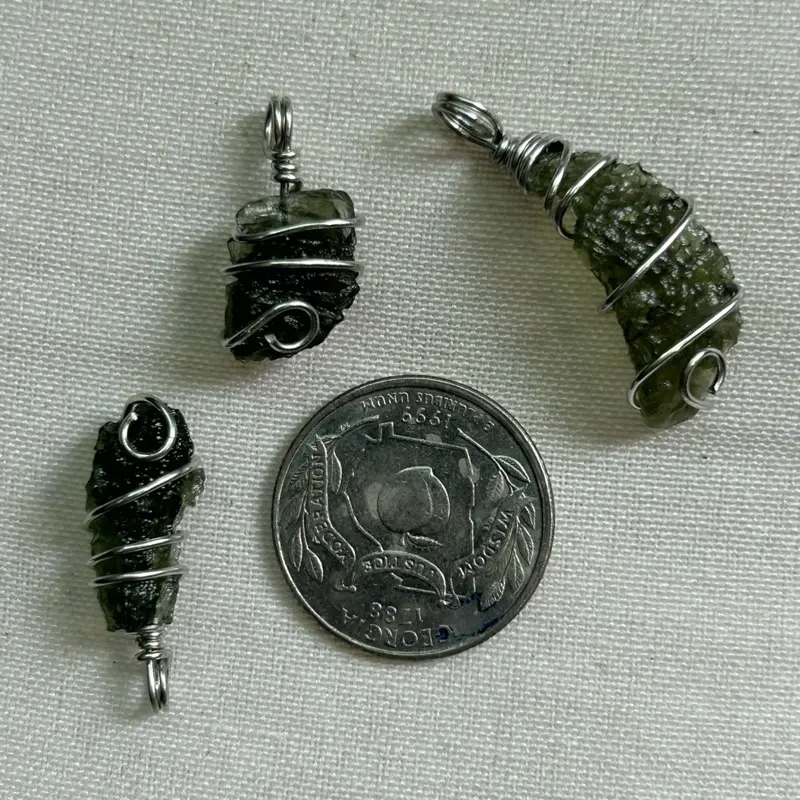 Moldavite 1 Gram Wrapped in Tarnish Resistant Copper Gemstone Jewelry Collectible