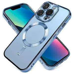 Clear Plating Magnetic Case For iphone 17 16 15 14 13 12 11 Pro Max Plus Lens Protection For Magsafe Wireless Charge Case Cover Protector