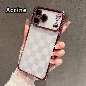 Phone Case for iPhone 17 16 Pro Max 15 Plus 14 13 12 11 E Air Checkerboard Harmony Pattern Anti-drop Durable Total Protective Shockproof Transparent Cover Casing