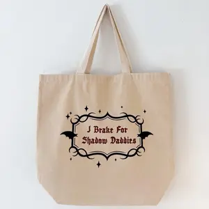 I Brake for Shadow Daddies Tote Bag Bookish Canvas Tote for Romance Readers with Elegant Design and Comfortable Handles