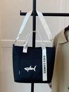 Shark Print Large Capacity Commuter Tote Bag, University Student Backpack, Crossbody Handbag, Single Shoulder Bag, Stylish and Practical