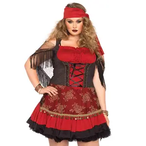 Leg Avenue Plus Mystic Vixen Costume - Sexy Summer Halloween Dress with Lace Up Waist & Coin Trimmed Floral Wrap Skirt