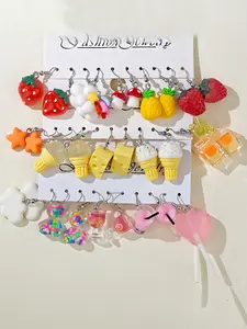 30pcs Strawberry Cheese Lollipop Birthday Gift Set, Cute Drop Earrings for Daily Wear, Holiday Gifts, Plain Pattern, All Seasons