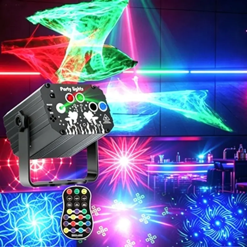 Voice-Activated Aurora Laser Ambient Light, Strobe Color Light for KTV, Bar and Club Dancing, Remote-Controlled Laser Stage Lighting for Home Bedrooms and Parties