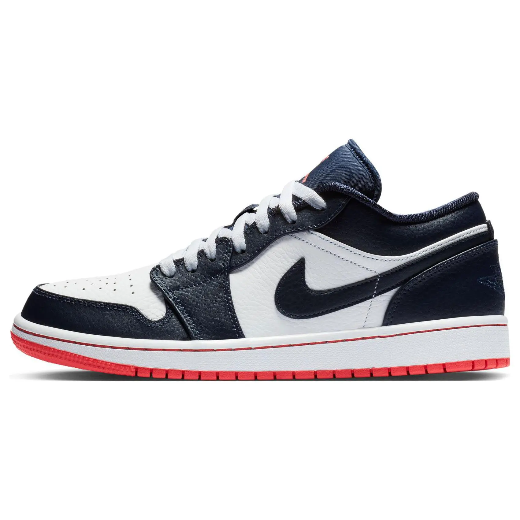 Jordan 1 Low Cut Lace-Up Retro Basketball Shoes, Unisex Obsidian Ember Glow Casual Trainers, Style 553558-481