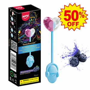 (50% off)AMOS TastySounds Audio Lollipop Candy Gift – Heart-Shaped Music Lollipop, Sweet Strawberry & Berry Flavors, Cute Tech Candy, Romantic Creative Gift, Individually Wrapped Surprise