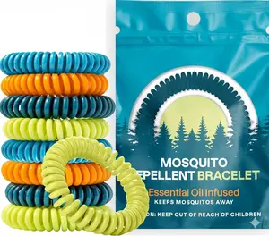 Cliganic 10 Pack Mosquito Repellent Bracelets for Adults & Kids - Natural DEET-Free Bands, Individually Wrapped