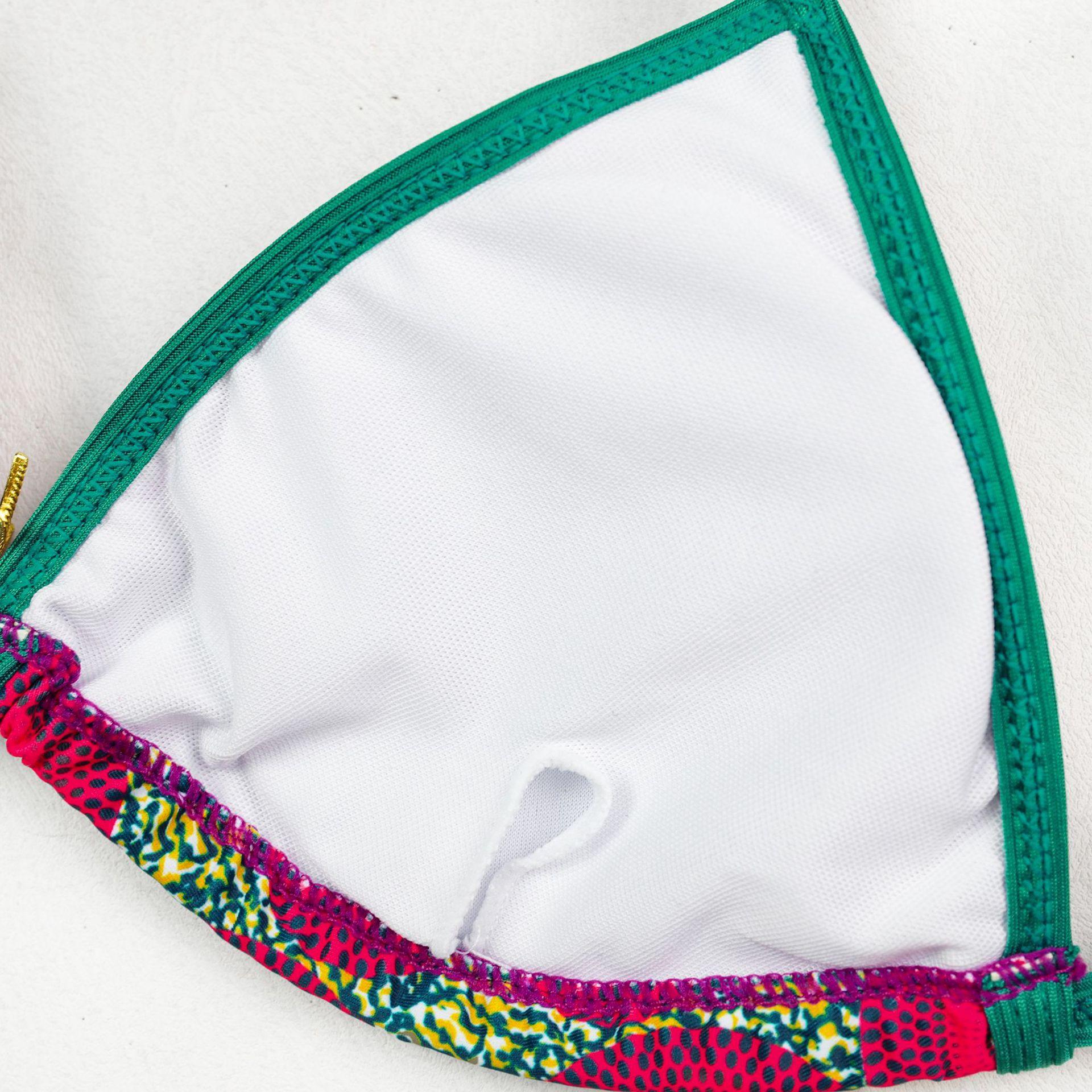 Print Separated Metal Swimwear Triangle Cup Bikini Swimsuit for Women