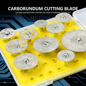 10-Piece Diamond Cutting Wheel Set, High Hardness Abrasive Grinding Wheels, Cutting Discs, Flat Cutting Edge, Electric Grinder Attachment for Glass Jade Ceramic Plastic Metal