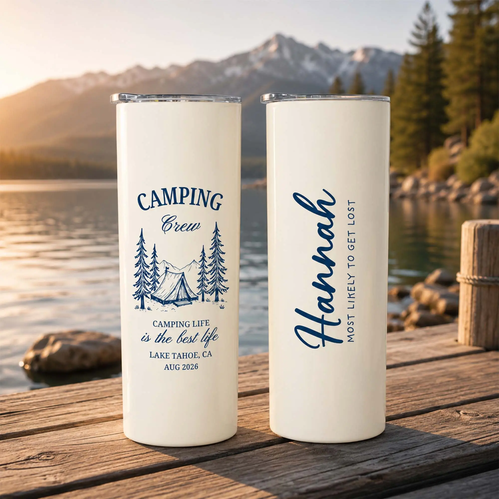 RodyThread Personalized Custom Stainless Steel Skinny Camping Tumbler - Personalized Bottles, Preppy Water Bottles, Minimalist Single Line Art, Cream, Bridesmaid Bachelorette Gift for Family Trip