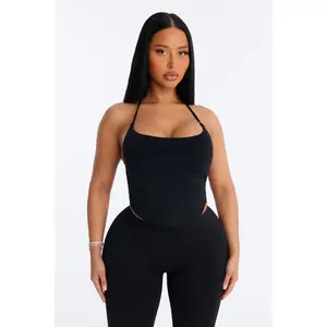 Second Skin Padded Halter Top - Black