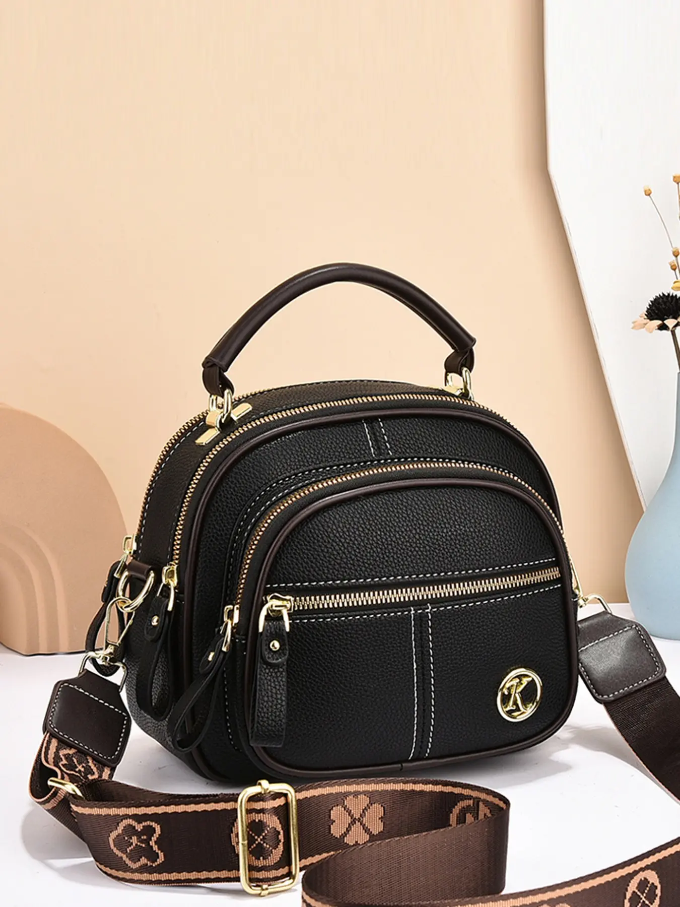 New Fashion High-End Versatile Large Capacity Crossbody Shoulder Bag, PU Leather Solid Pattern, Casual All Seasons Style, Crossbody Shoulder Handbag, Crossbody Bags