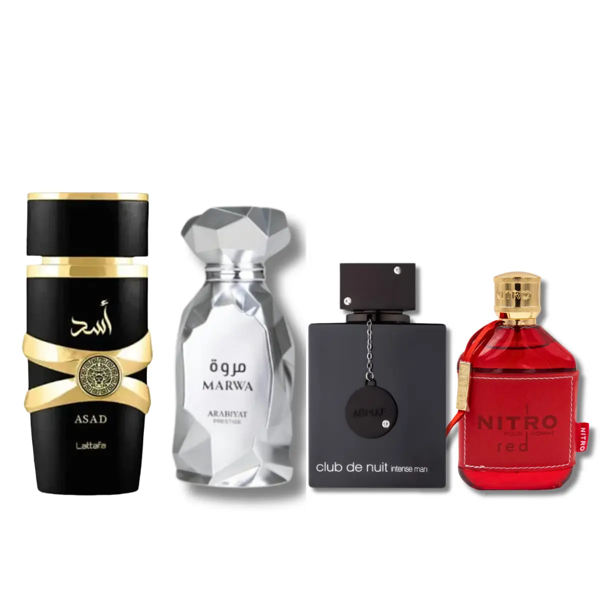 Fragrance Discovery Set for Men, 4-Piece Premium Arab Perfume EDP Collection with Long-Lasting Spicy, Floral Woody, and Vanilla Scents, Premium Arabian Fragrance, Aromatic Amberwood, Floral Woody Fragrance