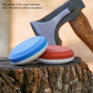 Round outdoor double-sided grinding stone, portable sharpening stone, suitable for axes and knives, suitable for camping and hunting tools.