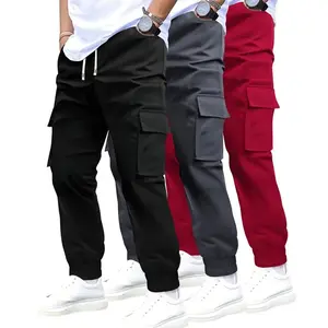 3 Pack Men's Multi-Pocket Work Pants Stylish Skate Active Athletic Workout Jogger Sweatpants with Pocket Drawstring Soft Breathable Lightweight Elastic Waist Multi-Scenario Outfits for Construction Exercise Jogging Casual Wear