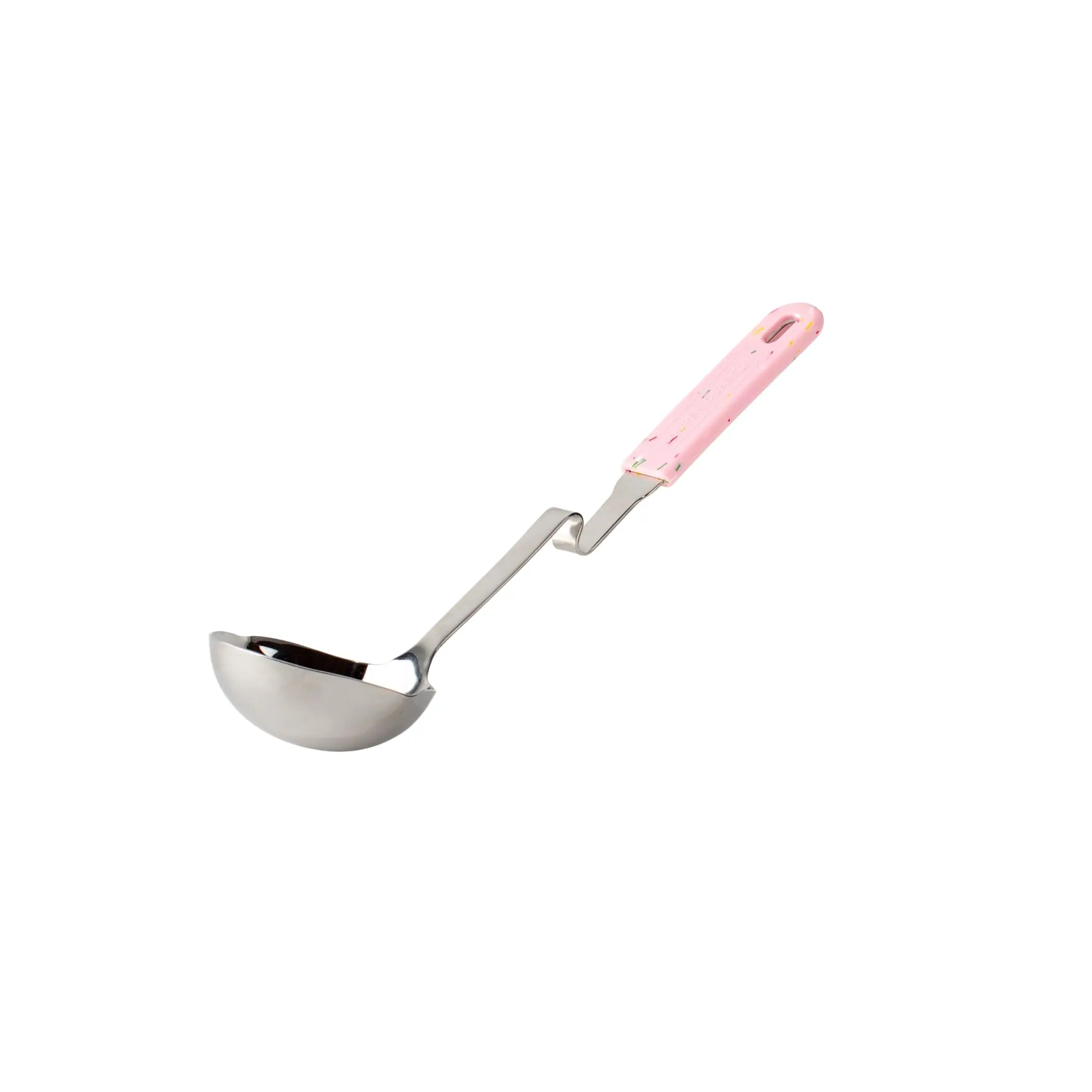 Souper Cubes + Lori Greiner No Mess Stainless Steel Soup Ladle with Silicone Handle - Metal Soup Ladle with No Mess Design That Hooks on Side of Any Pot - Cotton Candy