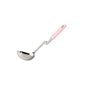 Souper Cubes + Lori Greiner No Mess Stainless Steel Soup Ladle with Silicone Handle - Metal Soup Ladle with No Mess Design That Hooks on Side of Any Pot - Cotton Candy