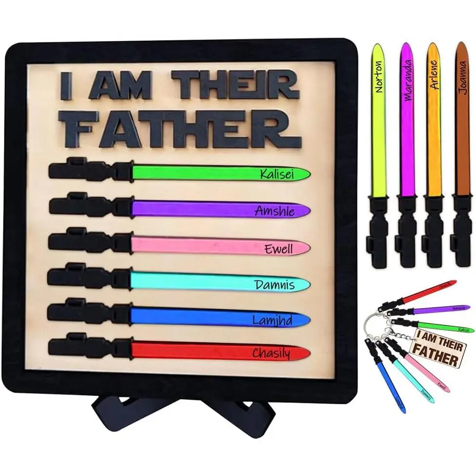 Personalized 3D I Am Their Father Sign, Custom Name I Am Father  Sign Plaques, Father's day  Sign Home Decoration, Fathers day Birthday Gifts for Dad Husband from Daughter Wife Son wife