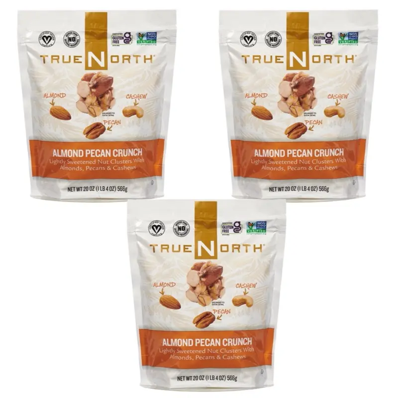 True North Almond Pecan Crunch, 20 oz pack of 3 Snack Nut Protein