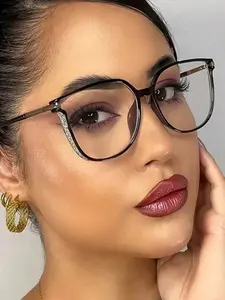 Women's PC Cat Eye Fashion Casual Decorative Flat Glasses, High-End Luxury Simple Transparent Frame, Perfect Gift Choice, Trendy Frames