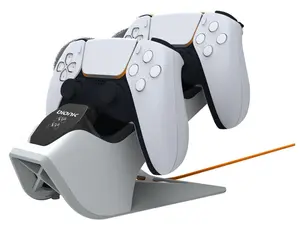 Bionik Power Stand for Playstation 5: Dual PS5 Controller Charging Station with Overcharger Protection - Power Adapter Included (BNK-9067)