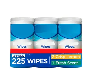 Wipes, Crisp Lemon and Fresh Scent 75 Count 3 Pack - Scented Napkin for Versatile Cleaning and Freshness