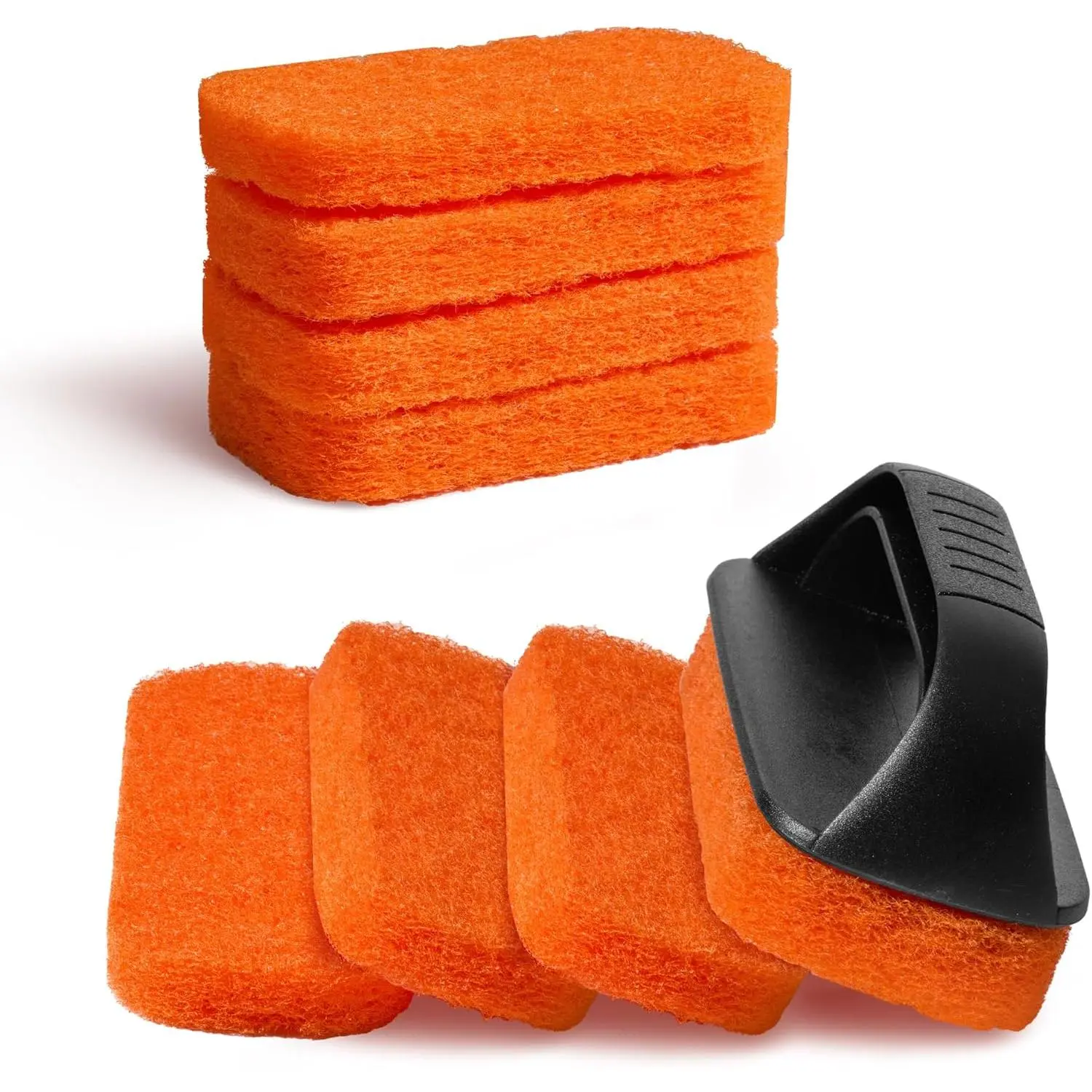 Griddle Cleaning Kit for Blackstone, Griddle Accessories with 8 Scouring Pads & 1 Handle, Multi-Functional  Pads, Easy to Use & Clean (9 PCS)