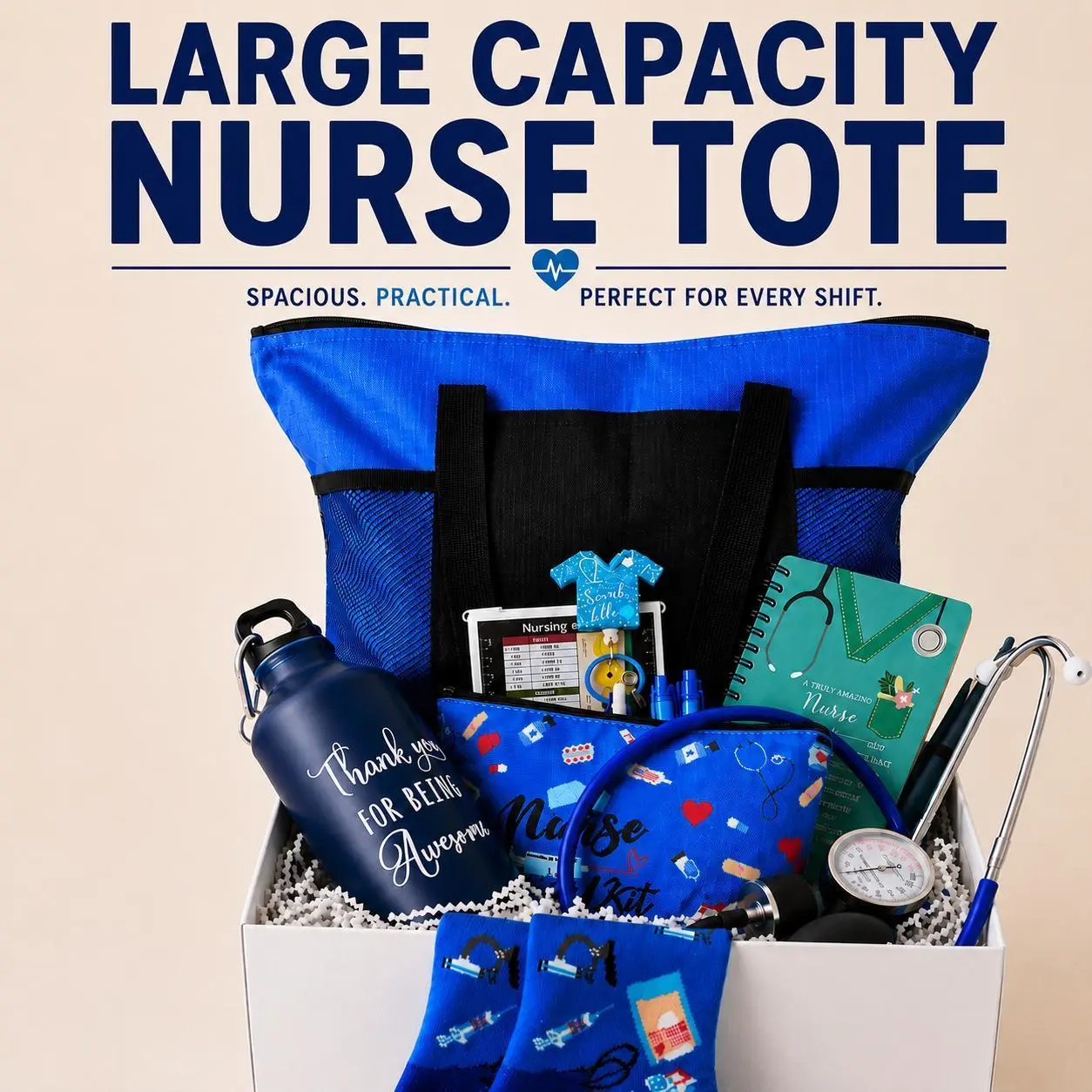 Nurse Tote Bag with Zipper, RN Gift, CNA Week Gift, Travel Nurse Bag, Medical Assistant Gift, LPN Tote, Caregiver Bag, Graduation Gift