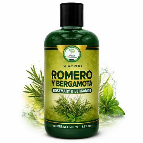 Romero, Sabila & Bergamota(Rosemary, Aloe Vera & Bergamot) Shampoo - 16.9 fl oz (500ml) - Sulfate-Free Nourishing Hair Care - Advanced Strength & Natural Shine Formula - Scalp Balancing Botanicals - Authentic by HIGH SUPREME