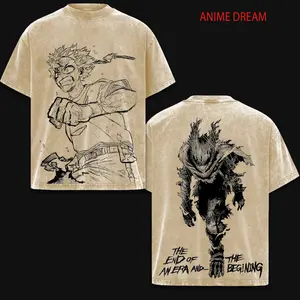 Izuku Midoriya (Deku) My Hero Academia Anime Double Printed Vintage Washed Tee Unisex Oversize Anime Manga Washed Heavyweight Cotton T-shirt