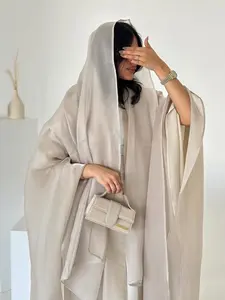 Middle Eastern Summer Fashion New Modest Long Robe, Muslim Dubai Arabic Turkish Shimmering Elegant Women's Dress with Headscarf, Loose Comfortable Daily Commute Casual Apron, Loose Fit Abaya, Elegant Islamic Clothing