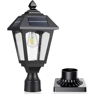 Solar  Lights Outdoor, Aluminium Solar Lamp  Light with Pier Mount Base, Outside Decor for Yard Garden Pole Pillar, 100 Lumens (Warm White)