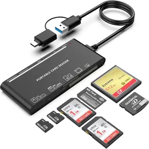 USB C USB3.0 Multi Card Reader for SD, CF, Micro SD, XD, MS Cards - 7 in 1 Adapter Hub for Windows, Mac, Linux, Android
