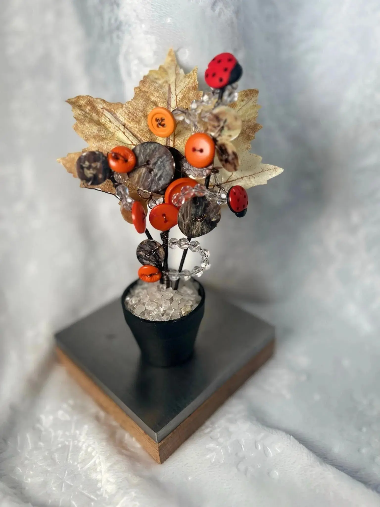 Blissful Button Tree 30 / Button Flower Bouquet / Faux Potted Plant / Home Decor / Artificial Flowers
