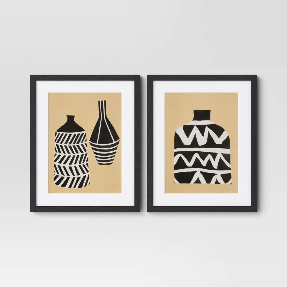 Threshold Poster Modern of 2 16"x20" Set Vase I II Wall Art with Mat